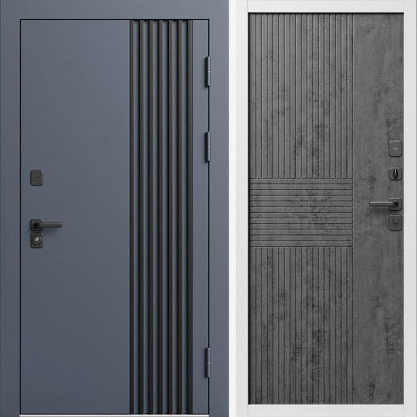 Входная дверь Termo-Door Фортис Ral 7024 - Белый Короб Изнутри Мастино Бетон темный