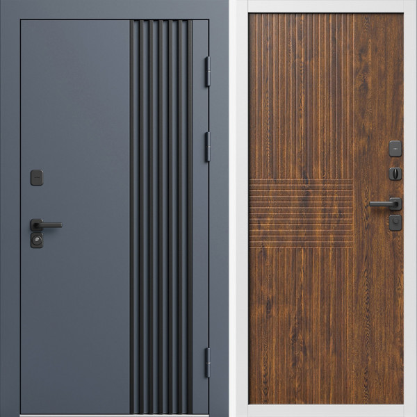 Входная дверь Termo-Door Фортис Ral 7024 - Белый Короб Изнутри Мастино Дуб