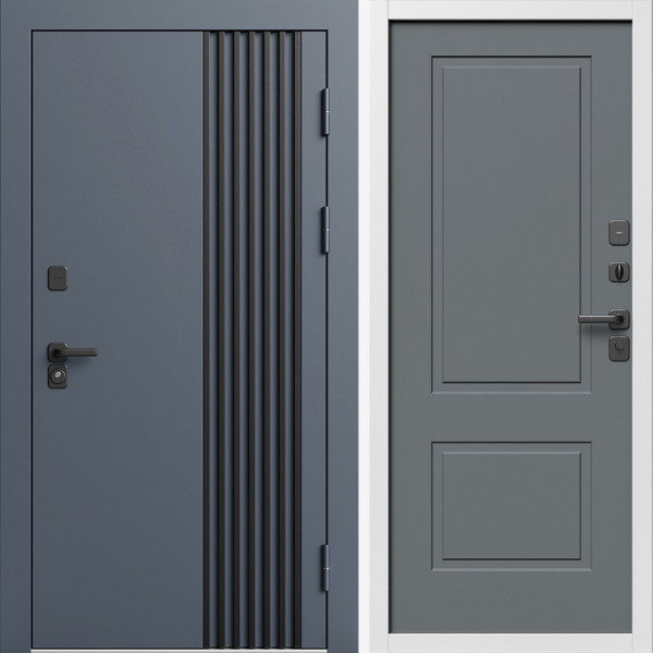 Входная дверь Termo-Door Фортис Ral 7024 - Белый Короб Изнутри Нео Классика Грей Софт