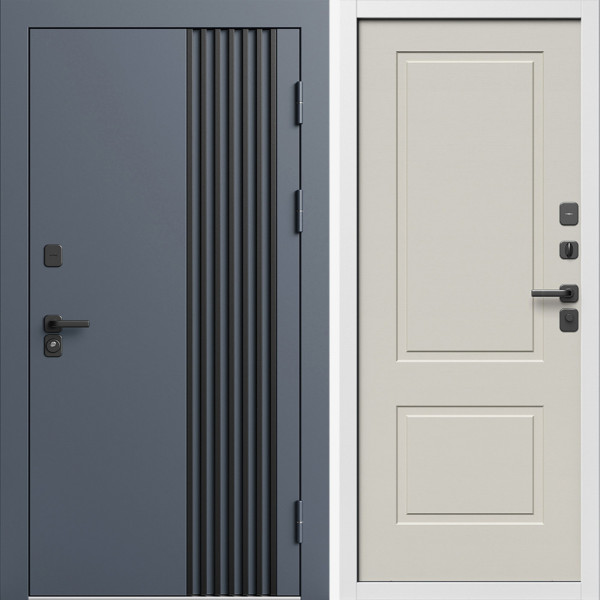 Входная дверь Termo-Door Фортис Ral 7024 - Белый Короб Изнутри Нео Классика Слоновая Кость