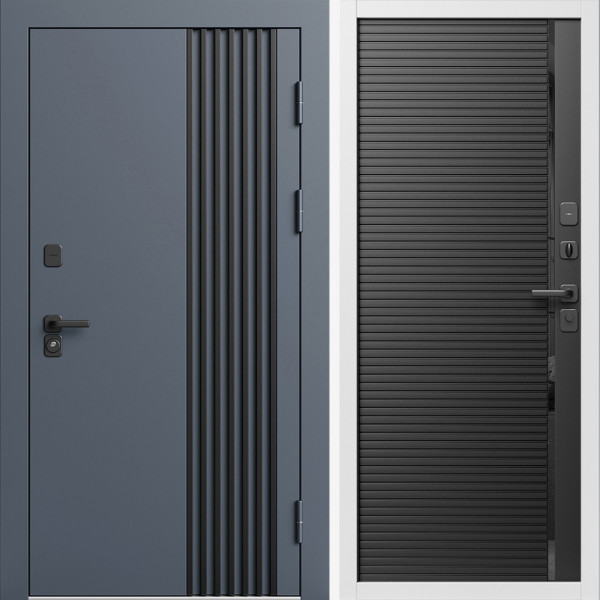 Входная дверь Termo-Door Фортис Ral 7024 - Белый Короб Изнутри Порте black