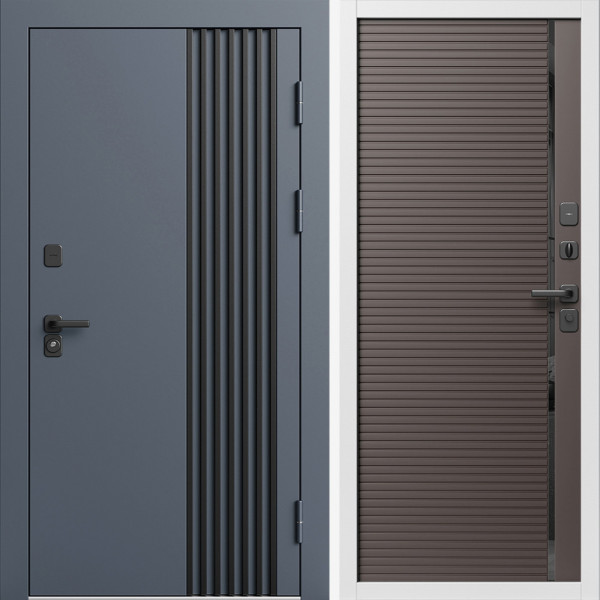 Входная дверь Termo-Door Фортис Ral 7024 - Белый Короб Изнутри Порте Шоколад