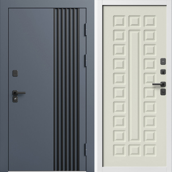Входная дверь Termo-Door Фортис Ral 7024 - Белый Короб Изнутри Престиж бежевый матовый