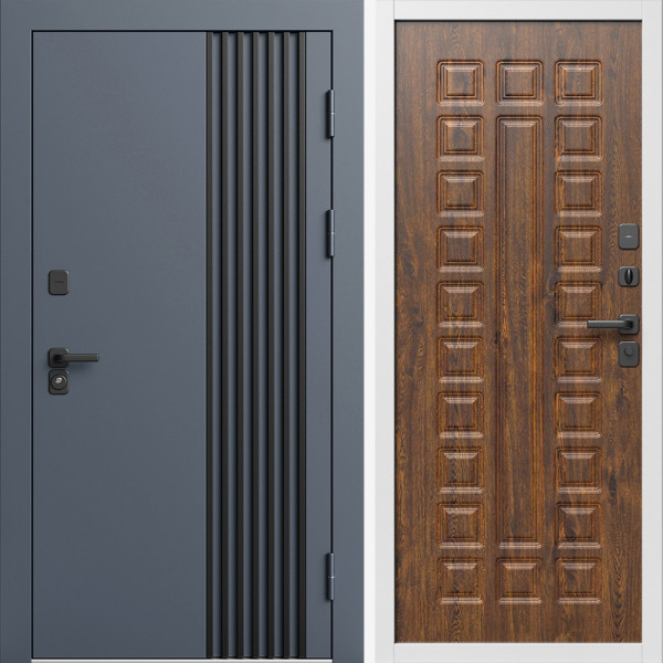 Входная дверь Termo-Door Фортис Ral 7024 - Белый Короб Изнутри Престиж дуб