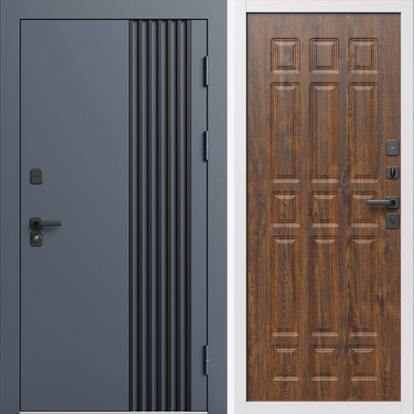 Входная дверь Termo-Door Фортис Ral 7024 - Белый Короб Изнутри Спарта дуб