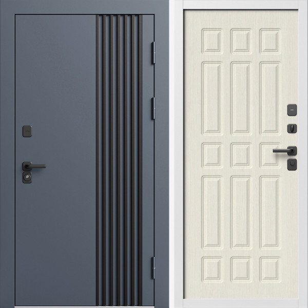 Входная дверь Termo-Door Фортис Ral 7024 - Белый Короб Изнутри Спарта лиственница