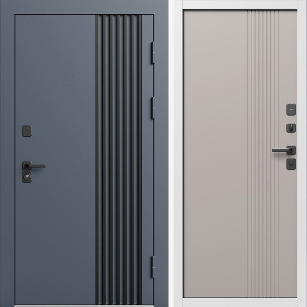 Входная дверь Termo-Door Фортис Ral 7024 - Белый Короб Изнутри Страйп Капучино