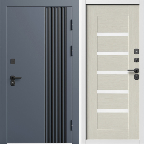 Входная дверь Termo-Door Фортис Ral 7024 - Белый Короб Изнутри Царга лиственница