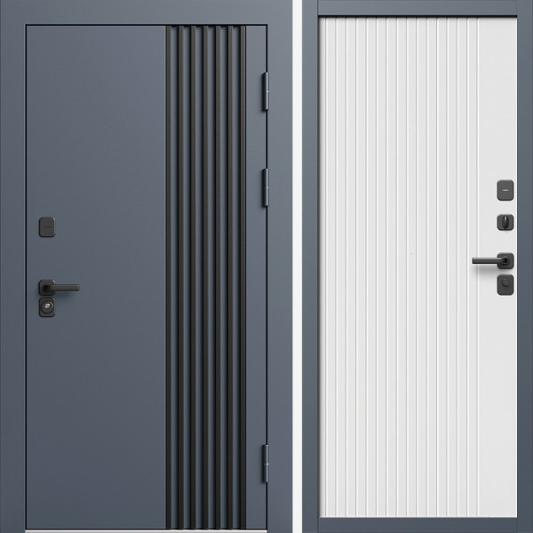 Входная дверь Termo-Door Фортис Ral 7024 - Флэт Белый софт