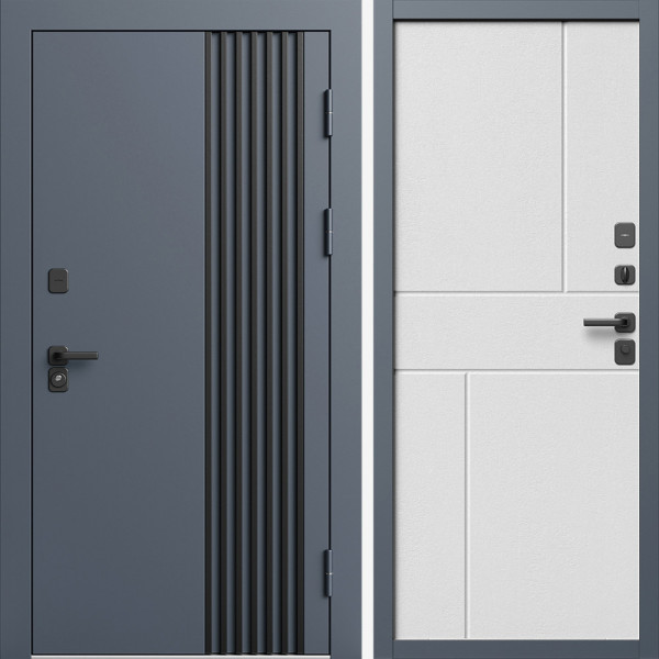 Входная дверь Termo-Door Фортис Ral 7024 - Горизонт белый