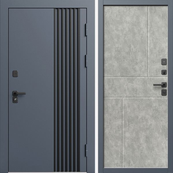 Входная дверь Termo-Door Фортис Ral 7024 - Горизонт бетон светлый