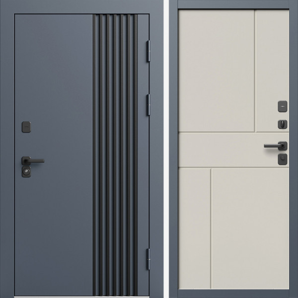 Входная дверь Termo-Door Фортис Ral 7024 - Горизонт Слоновая кость
