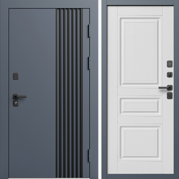 Входная дверь Termo-Door Фортис Ral 7024 - Классика белое дерево