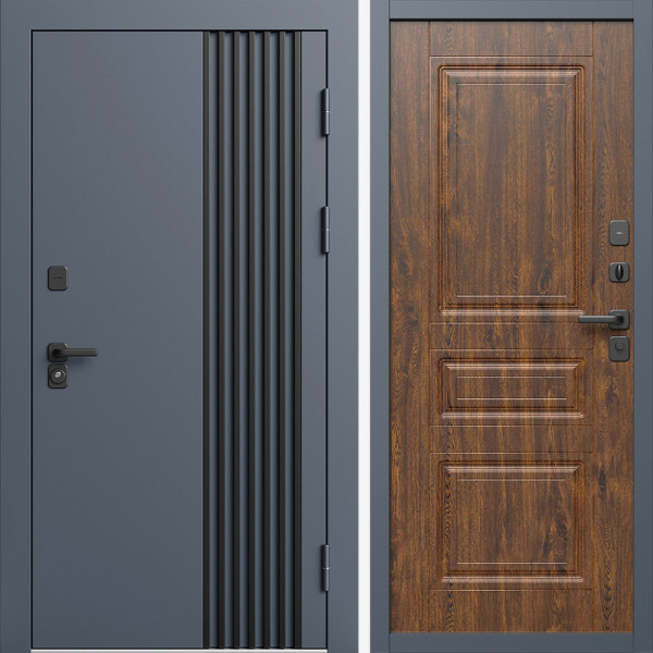 Входная дверь Termo-Door Фортис Ral 7024 - Классика дуб