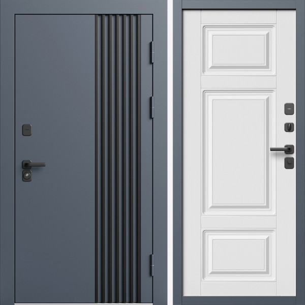 Входная дверь Termo-Door Фортис Ral 7024 - Лион Белый софт