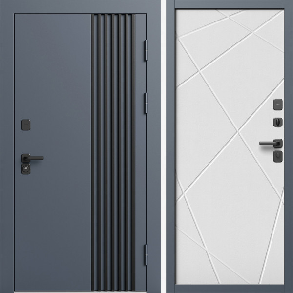 Входная дверь Termo-Door Фортис Ral 7024 - Лучи белый