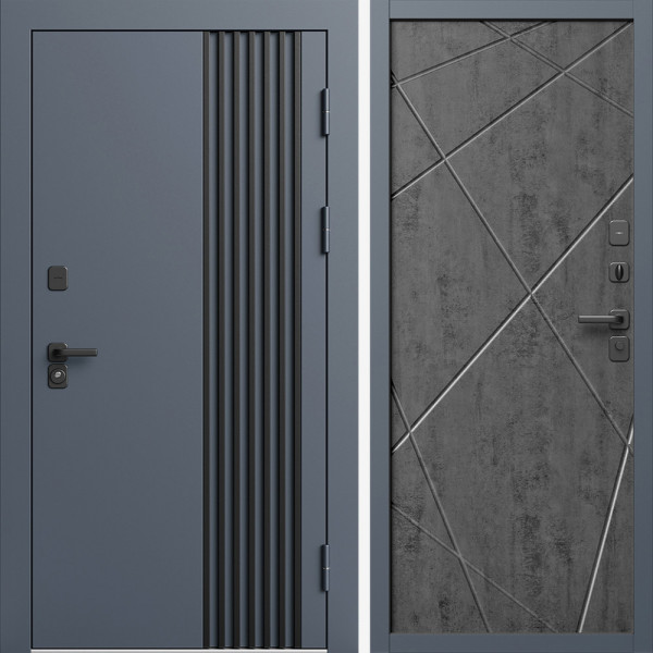 Входная дверь Termo-Door Фортис Ral 7024 - Лучи бетон темный