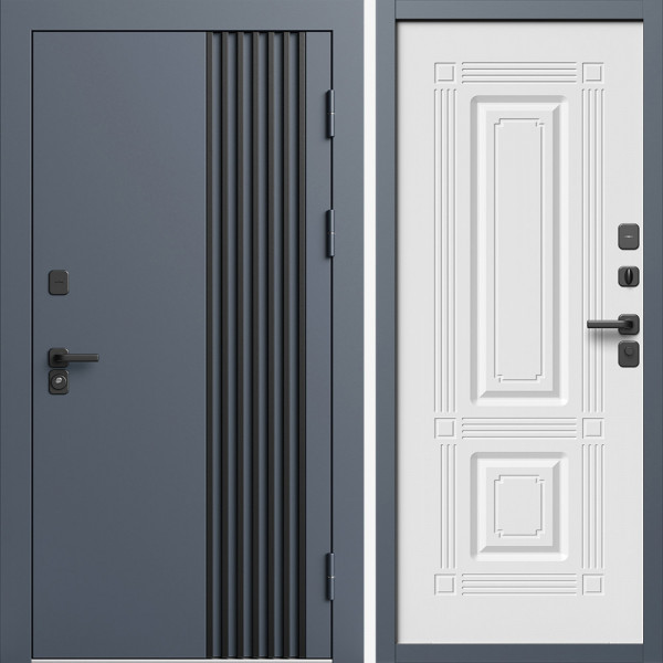Входная дверь Termo-Door Фортис Ral 7024 - Мадрид Белый софт