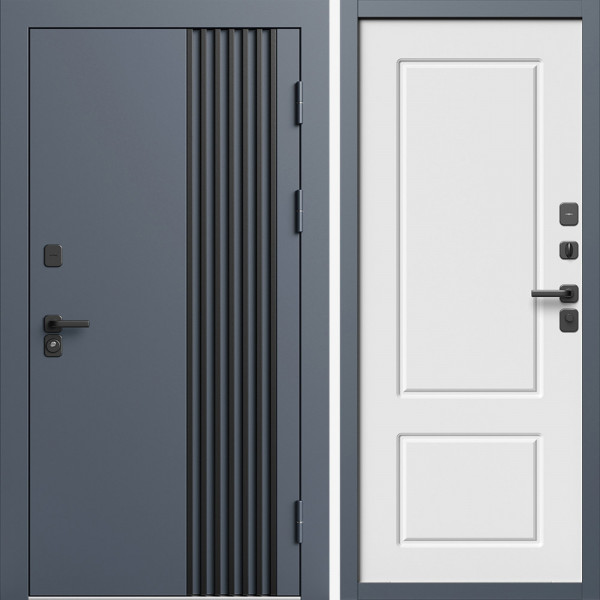 Входная дверь Termo-Door Фортис Ral 7024 - Марсель Белый софт