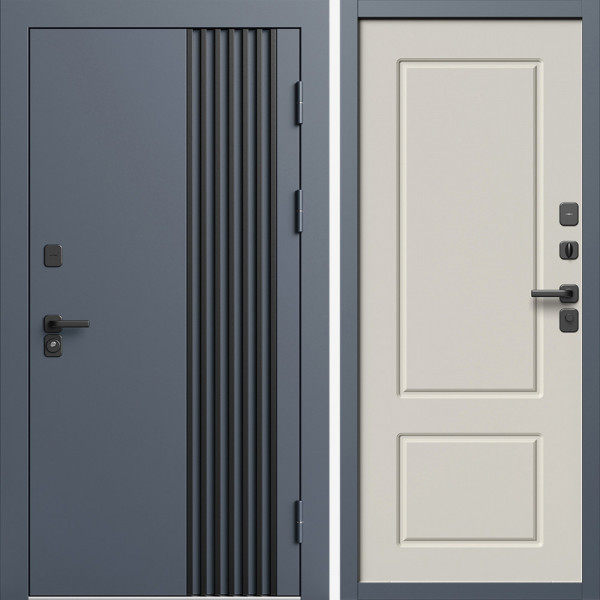 Входная дверь Termo-Door Фортис Ral 7024 - Марсель Слоновая кость