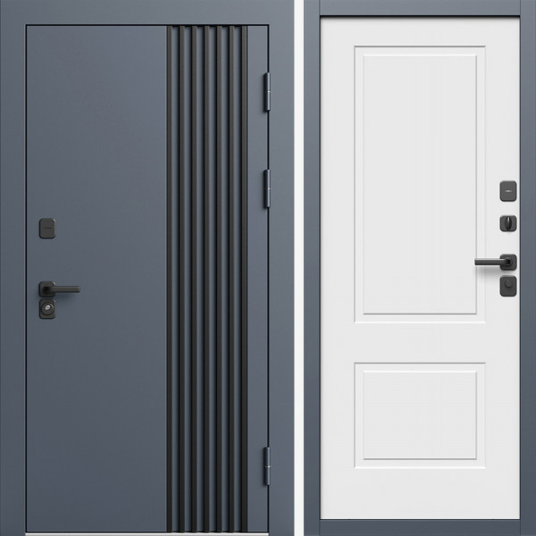 Входная дверь Termo-Door Фортис Ral 7024 - Нео Классика Белый Софт