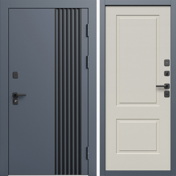 Входная дверь Termo-Door Фортис Ral 7024 - Нео Классика Слоновая Кость