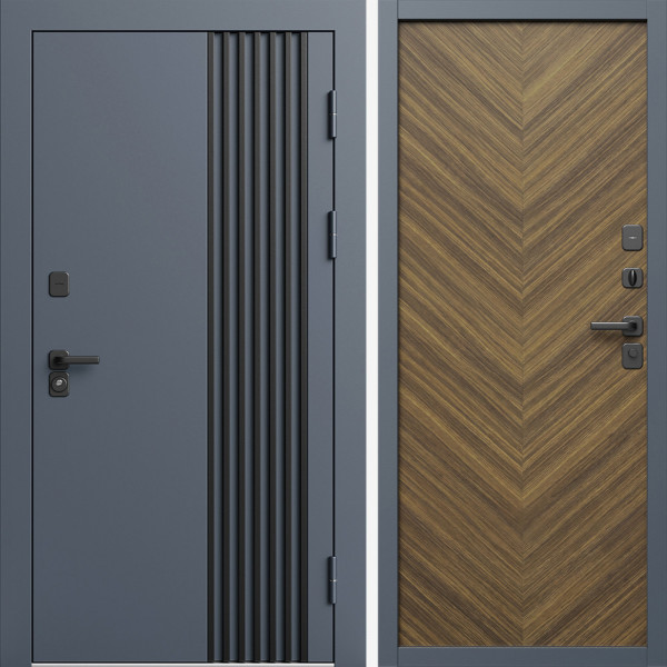 Входная дверь Termo-Door Фортис Ral 7024 - Плаза Елочка Орех
