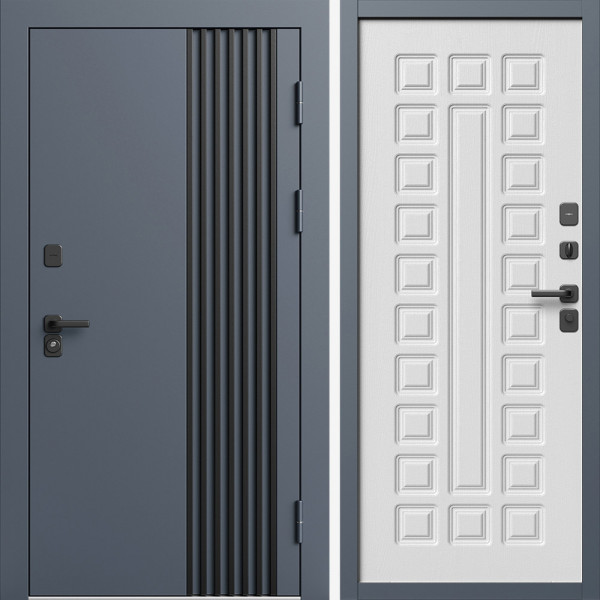 Входная дверь Termo-Door Фортис Ral 7024 - Престиж белое дерево