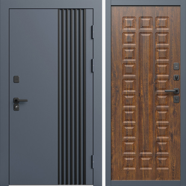 Входная дверь Termo-Door Фортис Ral 7024 - Престиж дуб