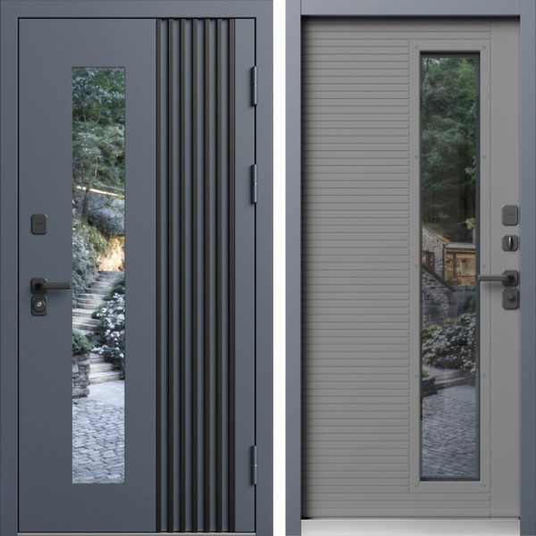 Входная дверь Termo-Door Фортис Ral 7024 Со Стеклопакетом - grey soft