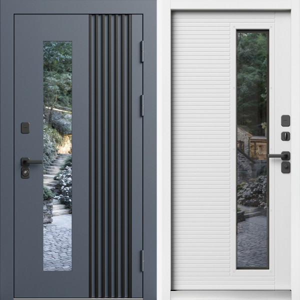 Входная дверь Termo-Door Фортис Ral 7024 Со Стеклопакетом - White белый софт