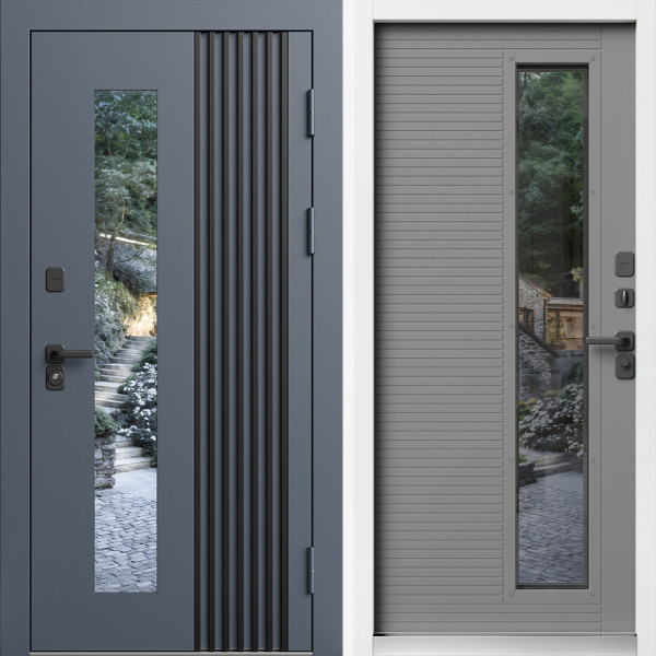 Входная дверь Termo-Door Фортис Ral 7024 Со Стеклопакетом - White grey soft