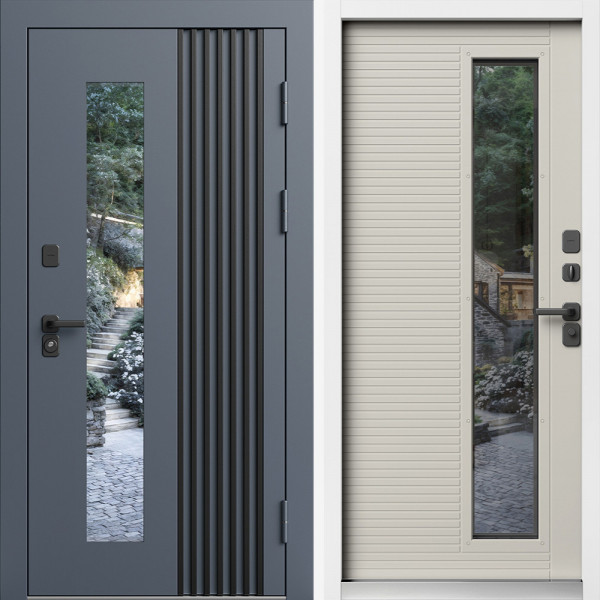 Входная дверь Termo-Door Фортис Ral 7024 Со Стеклопакетом - White слоновая кость