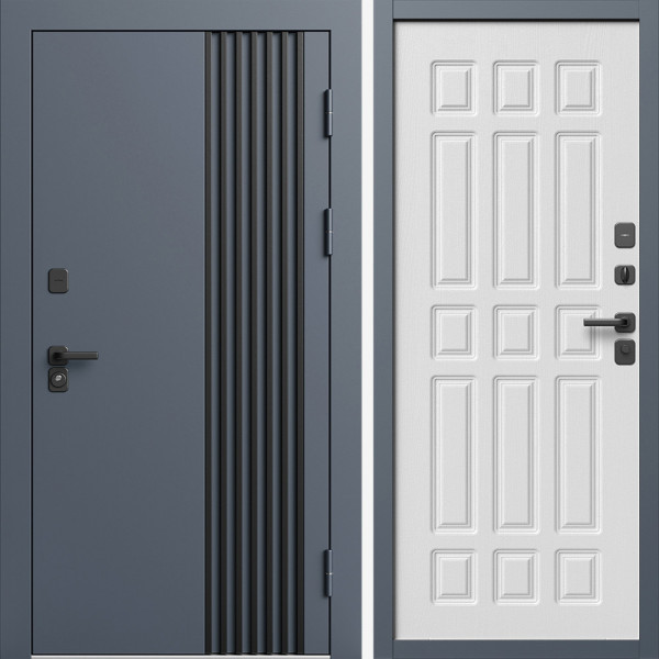 Входная дверь Termo-Door Фортис Ral 7024 - Спарта белое дерево