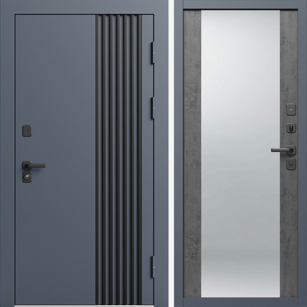 Входная дверь Termo-Door Фортис Ral 7024 - Зеркало бетон темный