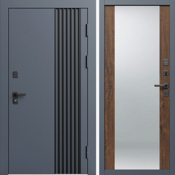 Входная дверь Termo-Door Фортис Ral 7024 - Зеркало дуб