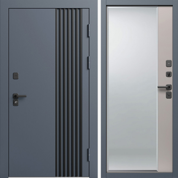 Входная дверь Termo-Door Фортис Ral 7024 - Зеркало Фацет Капучино