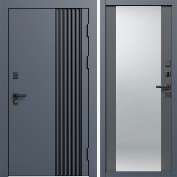 Входная дверь Termo-Door Фортис Ral 7024 - Зеркало Grey Софт