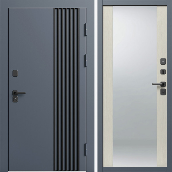 Входная дверь Termo-Door Фортис Ral 7024 - Зеркало лиственница