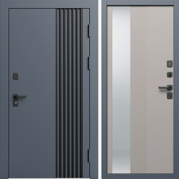 Входная дверь Termo-Door Фортис Ral 7024 - Зеркало Люмис Капучино