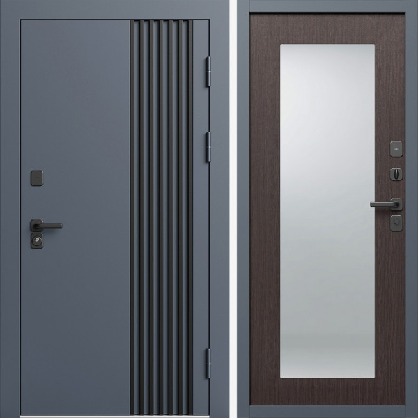 Входная дверь Termo-Door Фортис Ral 7024 - Зеркало Триумф венге