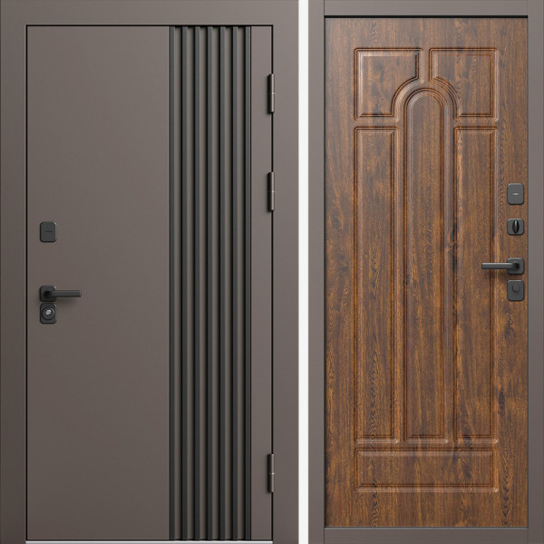 Входная дверь Termo-Door Фортис Ral 8019 - Арка дуб