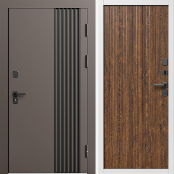 Входная дверь Termo-Door Фортис Ral 8019 - Белый Короб Изнутри Флэт Дуб