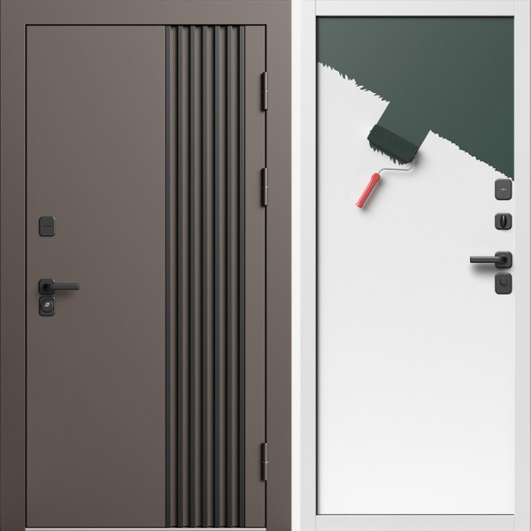 Входная дверь Termo-Door Фортис Ral 8019 - Белый Короб Изнутри Гладкая Панель Под Покраску (грунт)