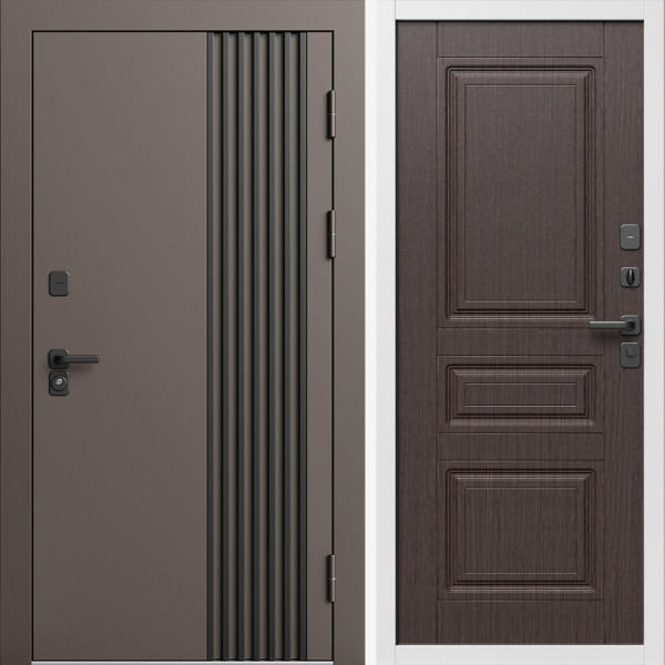 Входная дверь Termo-Door Фортис Ral 8019 - Белый Короб Изнутри Классика венге