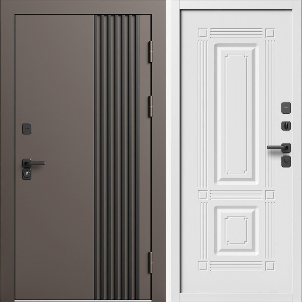 Входная дверь Termo-Door Фортис Ral 8019 - Белый Короб Изнутри Мадрид Белый софт