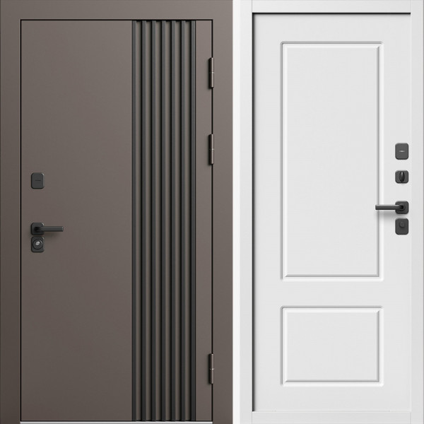 Входная дверь Termo-Door Фортис Ral 8019 - Белый Короб Изнутри Марсель Белый софт