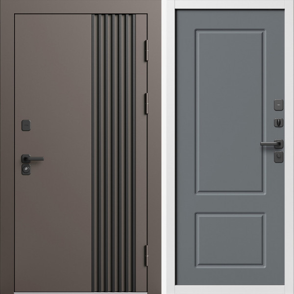 Входная дверь Termo-Door Фортис Ral 8019 - Белый Короб Изнутри Марсель Grey софт