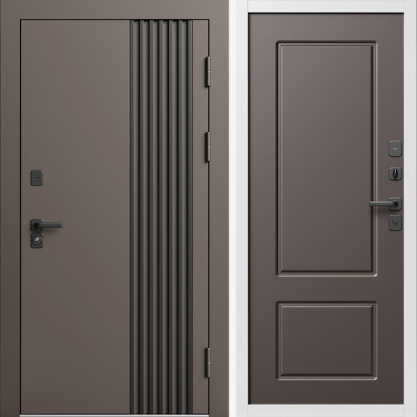 Входная дверь Termo-Door Фортис Ral 8019 - Белый Короб Изнутри Марсель Шоколад