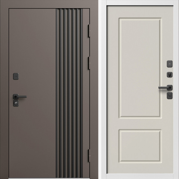 Входная дверь Termo-Door Фортис Ral 8019 - Белый Короб Изнутри Марсель Слоновая кость